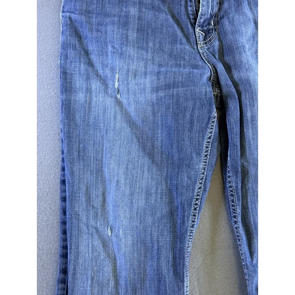 Cinch Grant Jeans Mens 30x34 Medium Wash Blue Relaxed Bootcut Distressed Denim